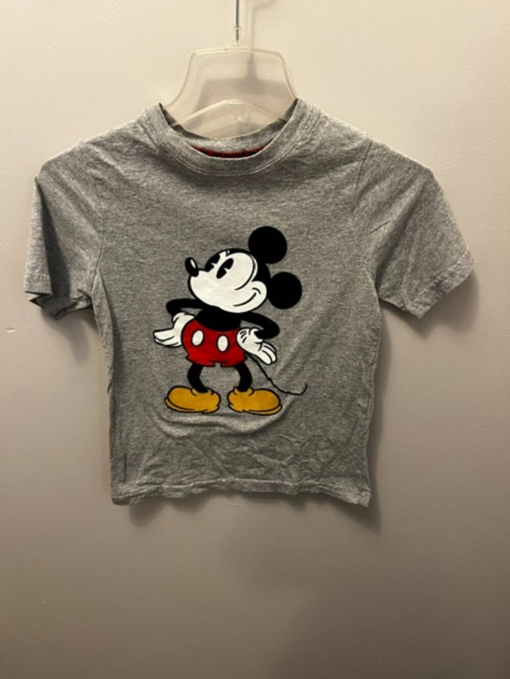 Kids unisex Authentic Disney Mickey Mouse T Shirt, Size 8. Gray, Ex Con!